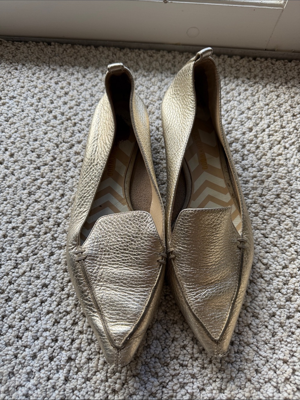 Nicholas Kirkwood Metallic Gold Pointed Loafers